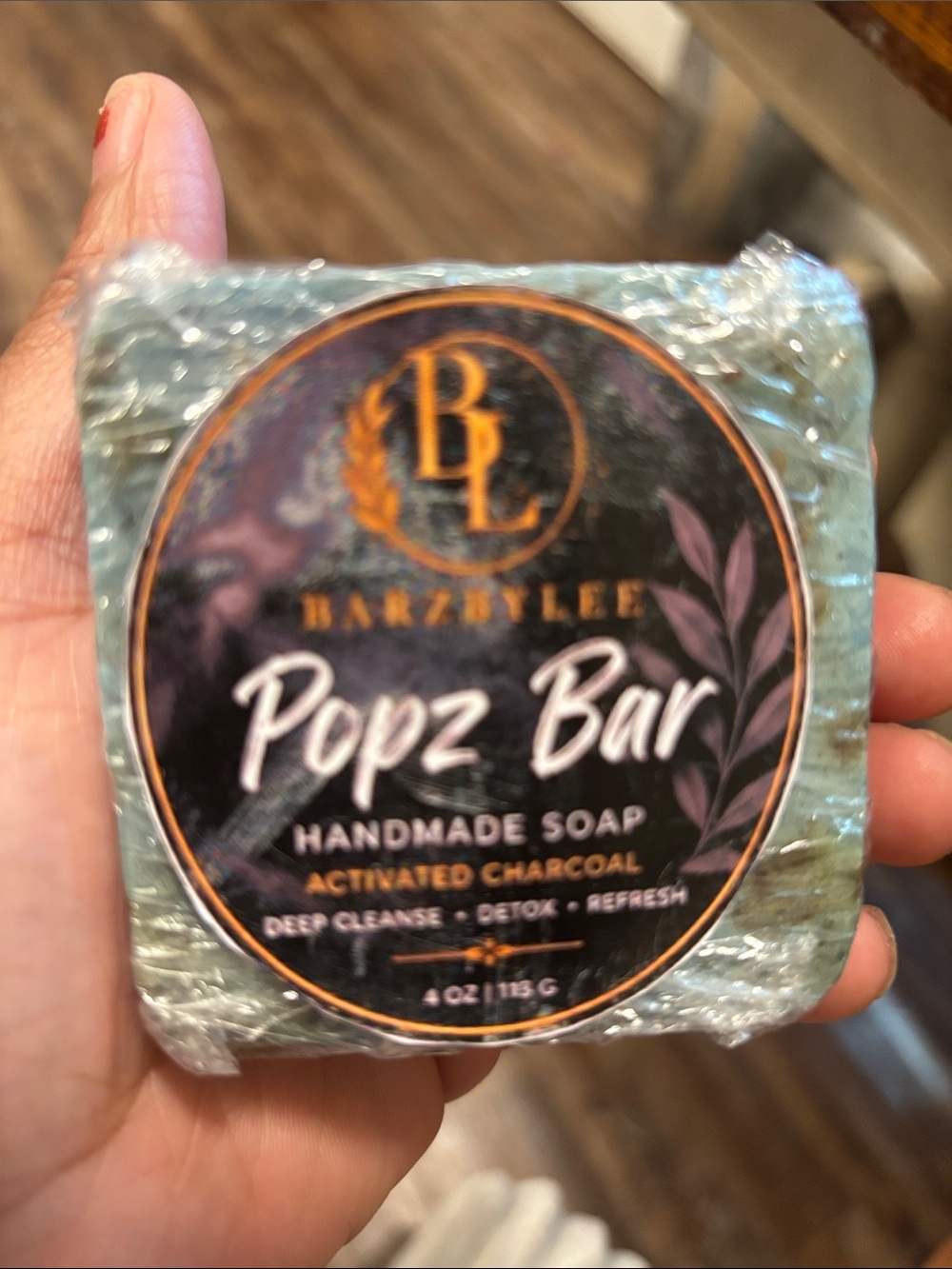Popz Bar Handmade Soap - Activated Charcoal (Blue)